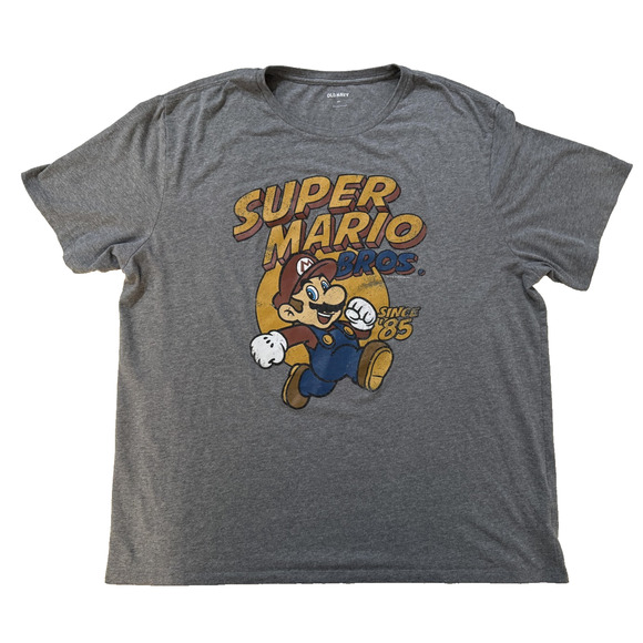 Super Mario Bros TShirt Mens 2XL Gray Nintendo Graphic Tee Old Navy Short Sleeve - Picture 1 of 5